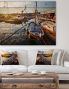 Yachts at Sea Port of Marseille - Boat Print on Natural Pine Wood