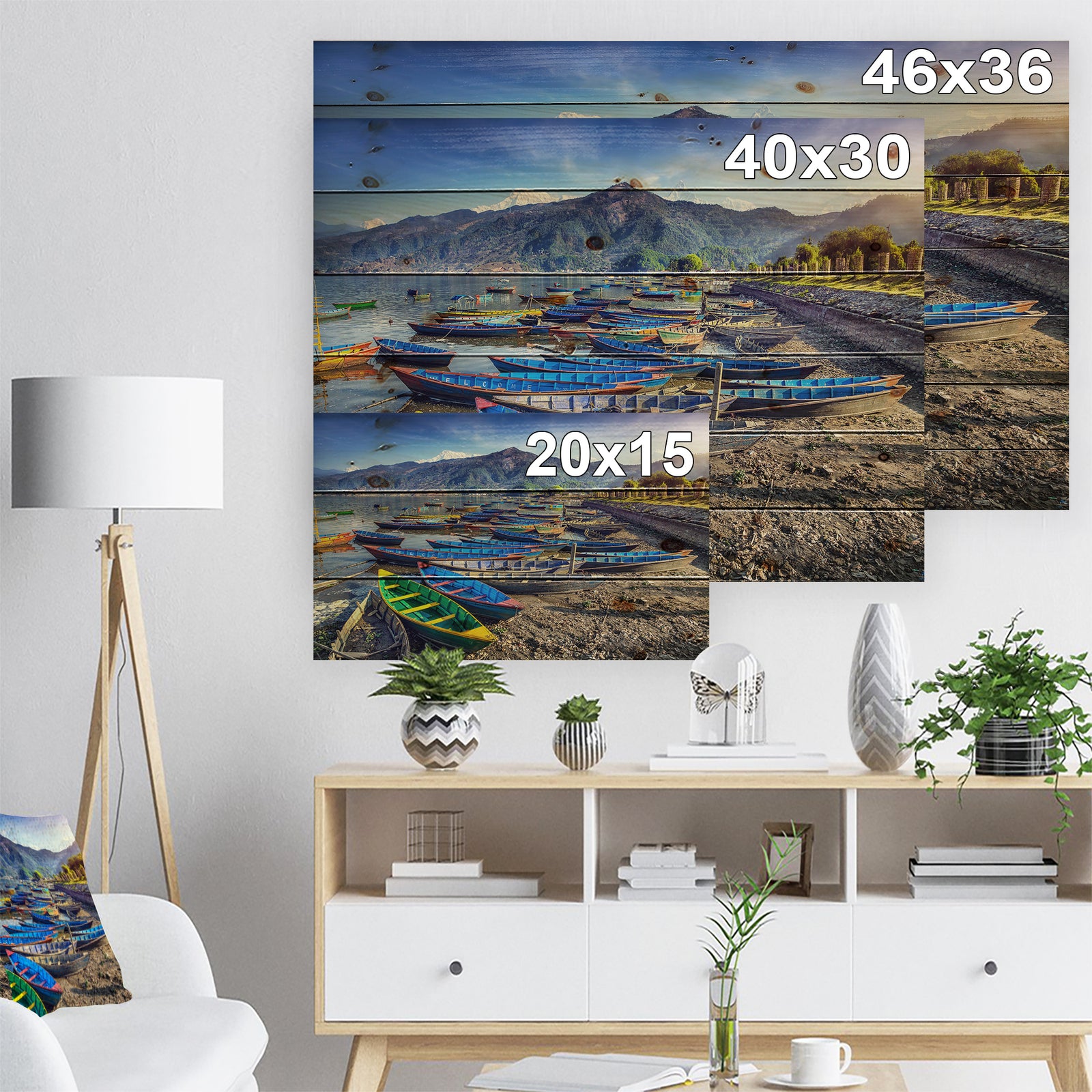 Yachts at Sea Port of Marseille - Boat Print on Natural Pine Wood
