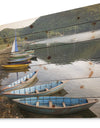 Wonderful View of Pokhara Boats - Boat Print on Natural Pine Wood