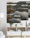 Wonderful View of Pokhara Boats - Boat Print on Natural Pine Wood