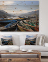 Colorful Boats Pokhara Lake - Boat Print on Natural Pine Wood