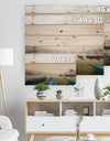 Moving Boats in Mountain Lake - Boat Print on Natural Pine Wood