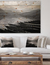 Boats Lined up on Pokhara Lake - Boat Print on Natural Pine Wood