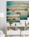 Beautiful Lake Vintage View - Boat Print on Natural Pine Wood