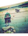 Boats in Vintage Style Lake - Boat Print on Natural Pine Wood