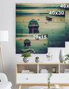 Boats in Vintage Style Lake - Boat Print on Natural Pine Wood