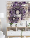 Purple Fractal Pattern with Circles - Abstract Print on Natural Pine Wood