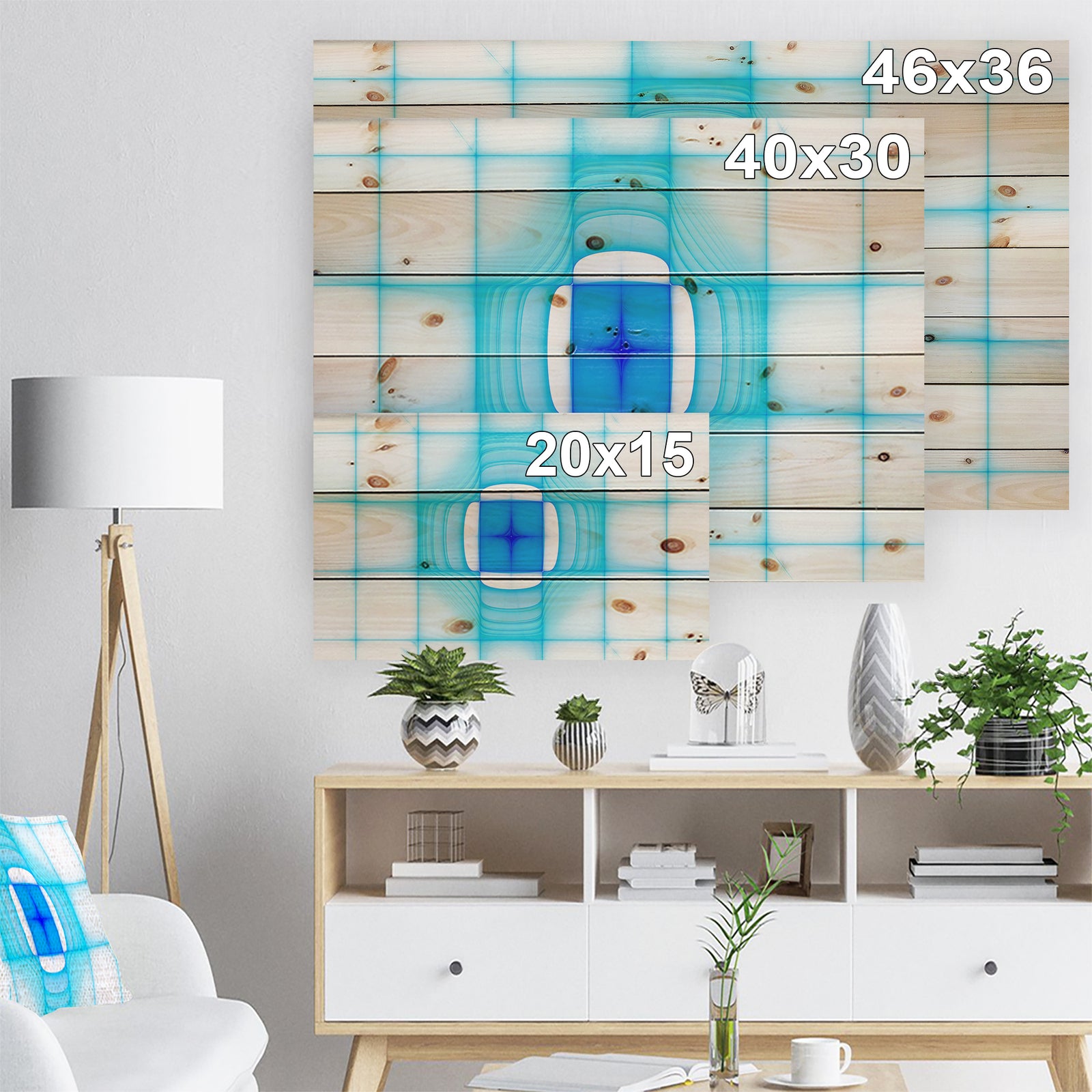 Blue Thermal Infrared Visor - Abstract Print on Natural Pine Wood