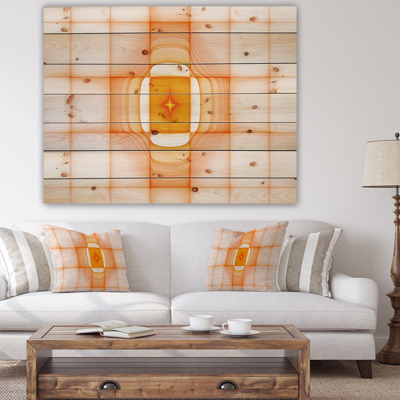 Yellow Thermal Infrared Visor - Abstract Print on Natural Pine Wood