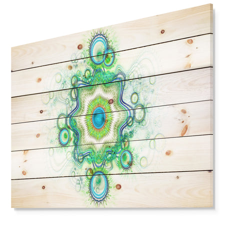 Cabalistic Star Fractal Flower - Abstract Print on Natural Pine Wood