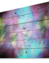 Perfect Blue Purple Starry Sky - Abstract Print on Natural Pine Wood