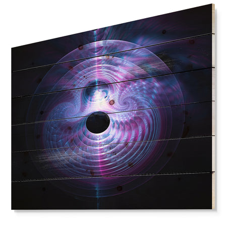 Bright Blue Magical Lights - Abstract Print on Natural Pine Wood
