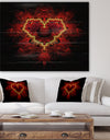 Fractal Red Heart Texture - Abstract Print on Natural Pine Wood