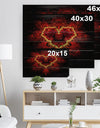 Fractal Red Heart Texture - Abstract Print on Natural Pine Wood