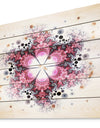 Violet Fractal Flower Pattern - Abstract Print on Natural Pine Wood