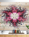 Violet Fractal Flower Pattern - Abstract Print on Natural Pine Wood