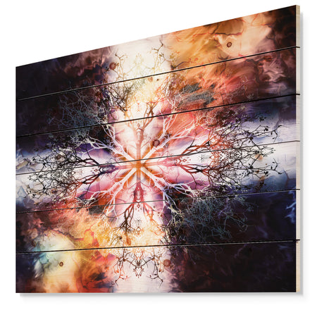 Mandala with Tree Pattern - Abstract Print on Natural Pine Wood