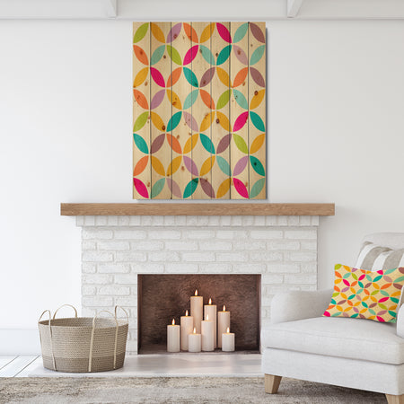 Vintage abstract seamless pattern - Contemporary Art Print on Natural Pine Wood