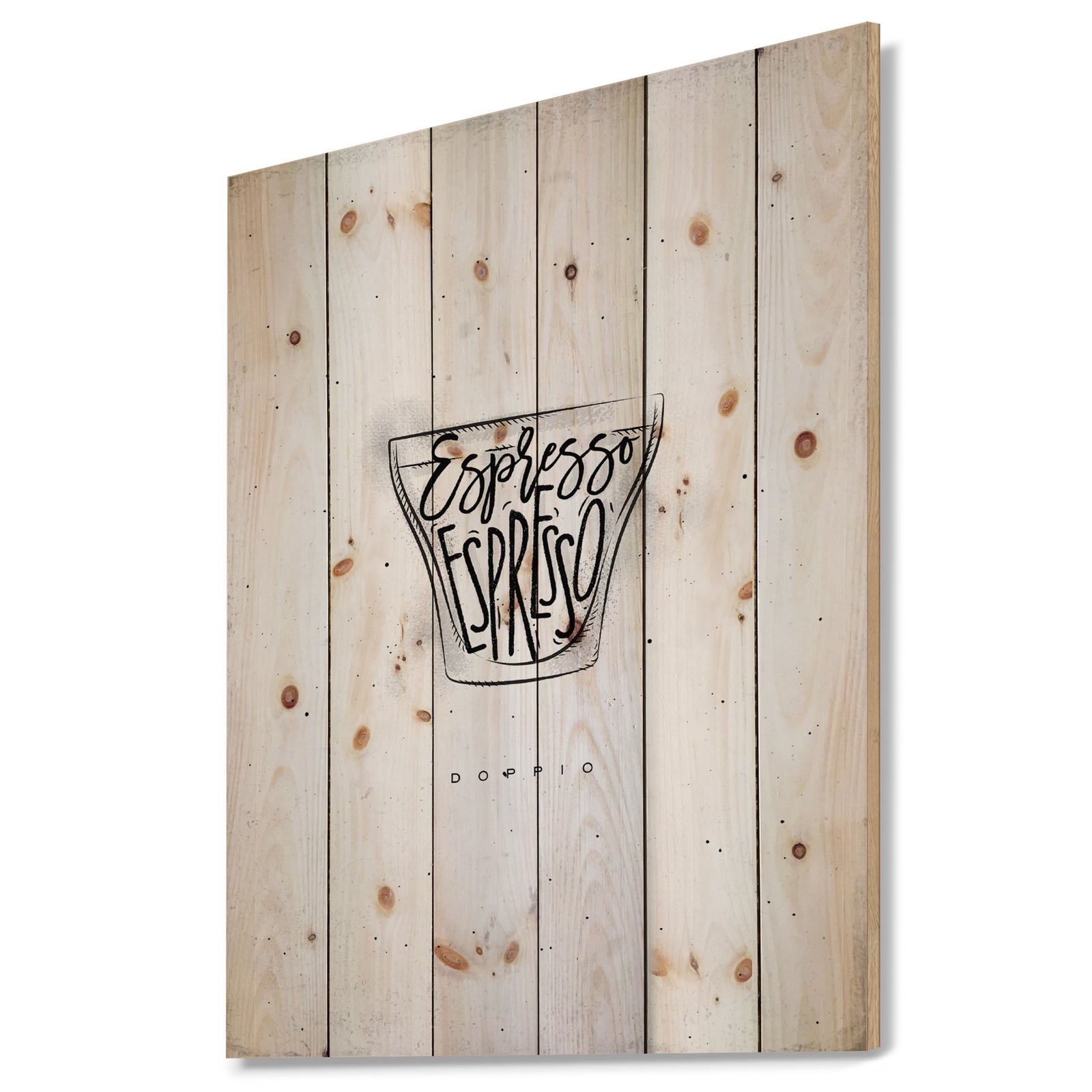 Doppio cup white - Food Painting Print on Natural Pine Wood
