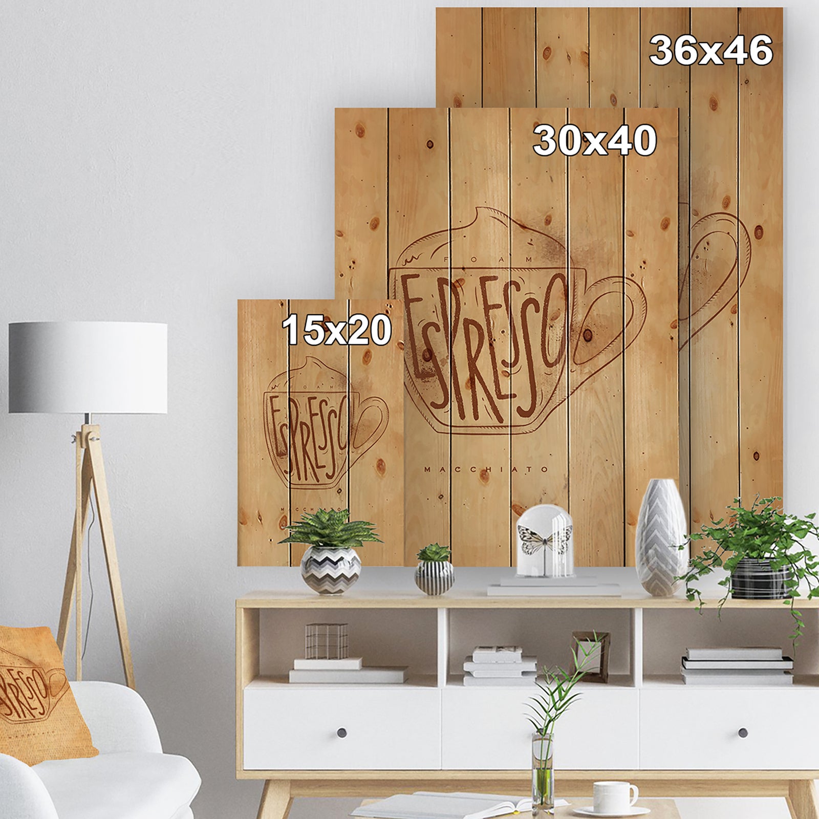 Macciato cup craft - Food Painting Print on Natural Pine Wood