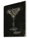 Dirty martini cocktail chalk color - Food Painting Print on Natural Pine Wood