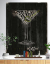 Dirty martini cocktail chalk color - Food Painting Print on Natural Pine Wood