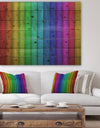 Rainbow Colors On Wooden - Contemporary Painting Print on Natural Pine Wood