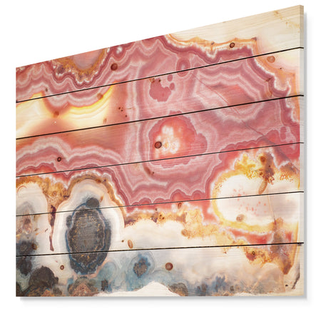 Round Rough Agate mineral sample -Stone Print on Natural Pine Wood