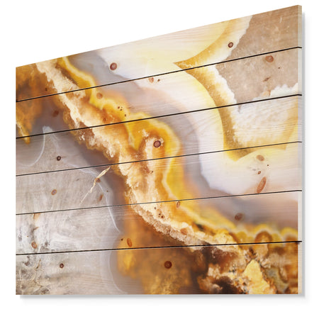 Natural brown agate at crystals -Stone Print on Natural Pine Wood