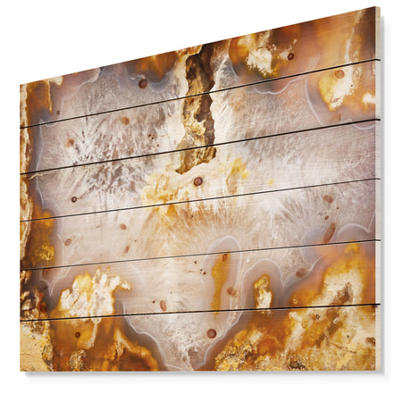 Europian brown agate with crystals -Stone Print on Natural Pine Wood