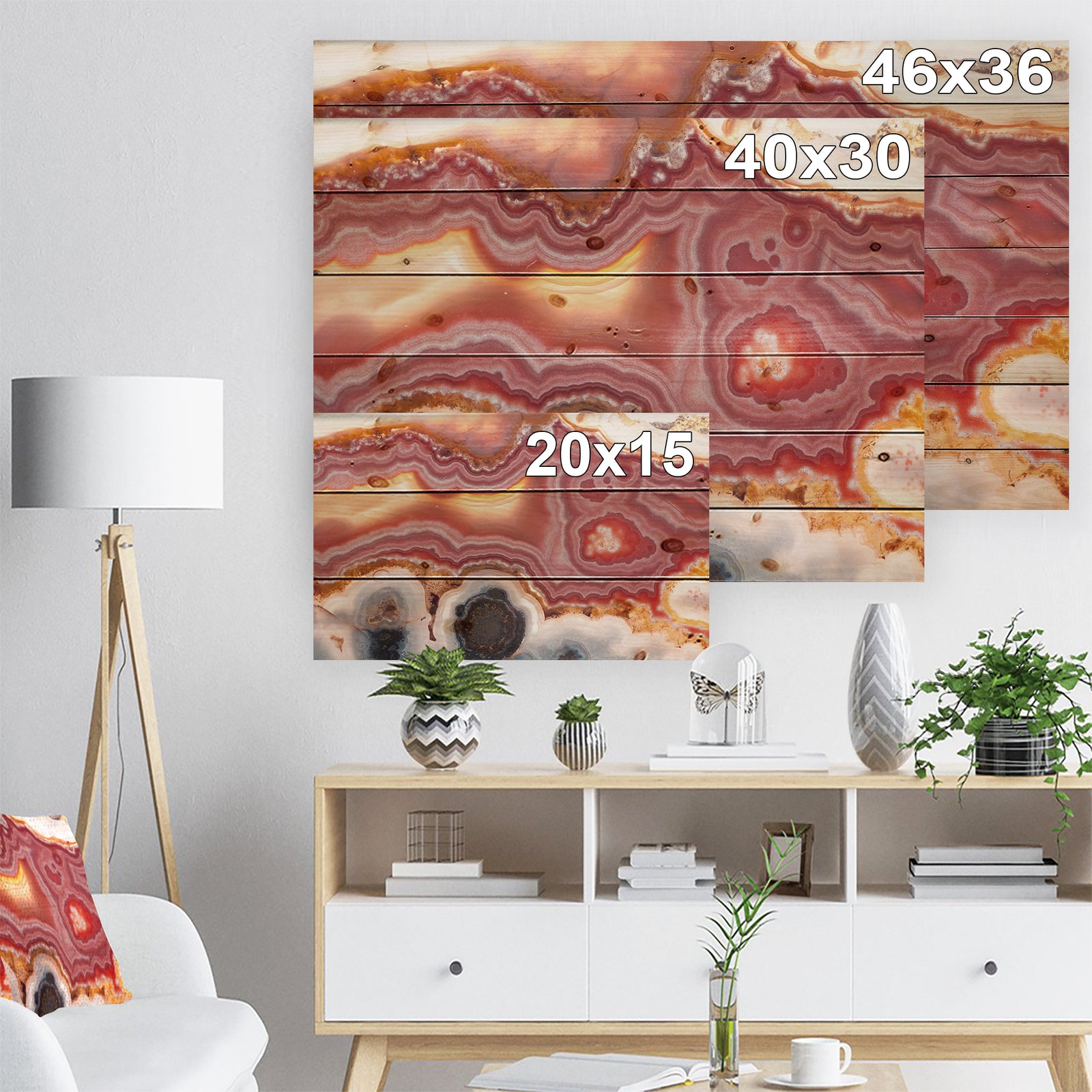An Agate Gemstone mineral sample - Stone Photographic Print on Natural Pine Wood