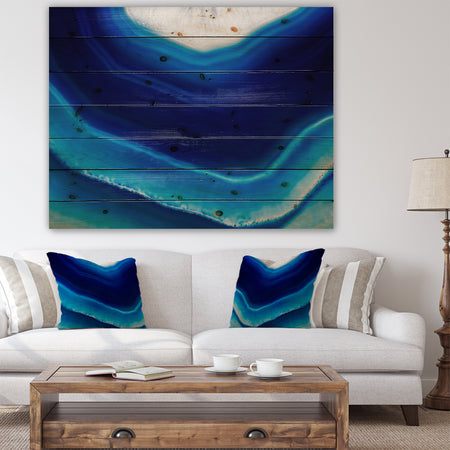 Blue Slice agate crystal - Stone Photographic Print on Natural Pine Wood