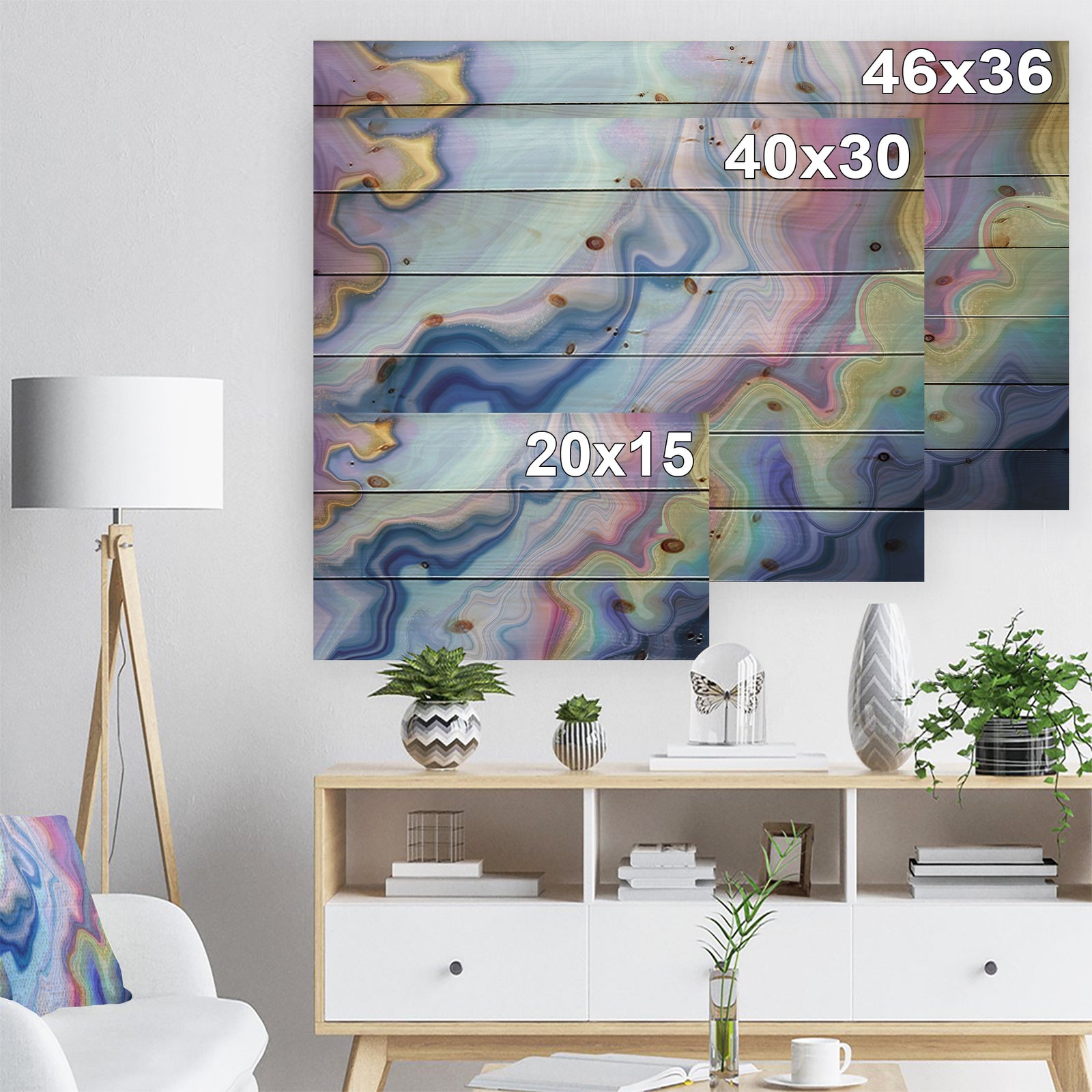 Abstract marbled - Stone Photographic Print on Natural Pine Wood