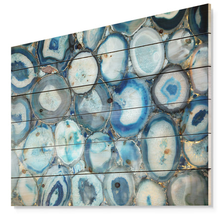Unusual stone decorative blue turquoise -Stone Print on Natural Pine Wood