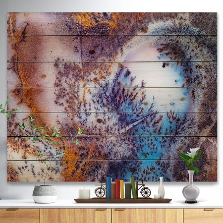 Decorative Stone Moss Agate Close up - Stone Photographic Print on Natural Pine Wood