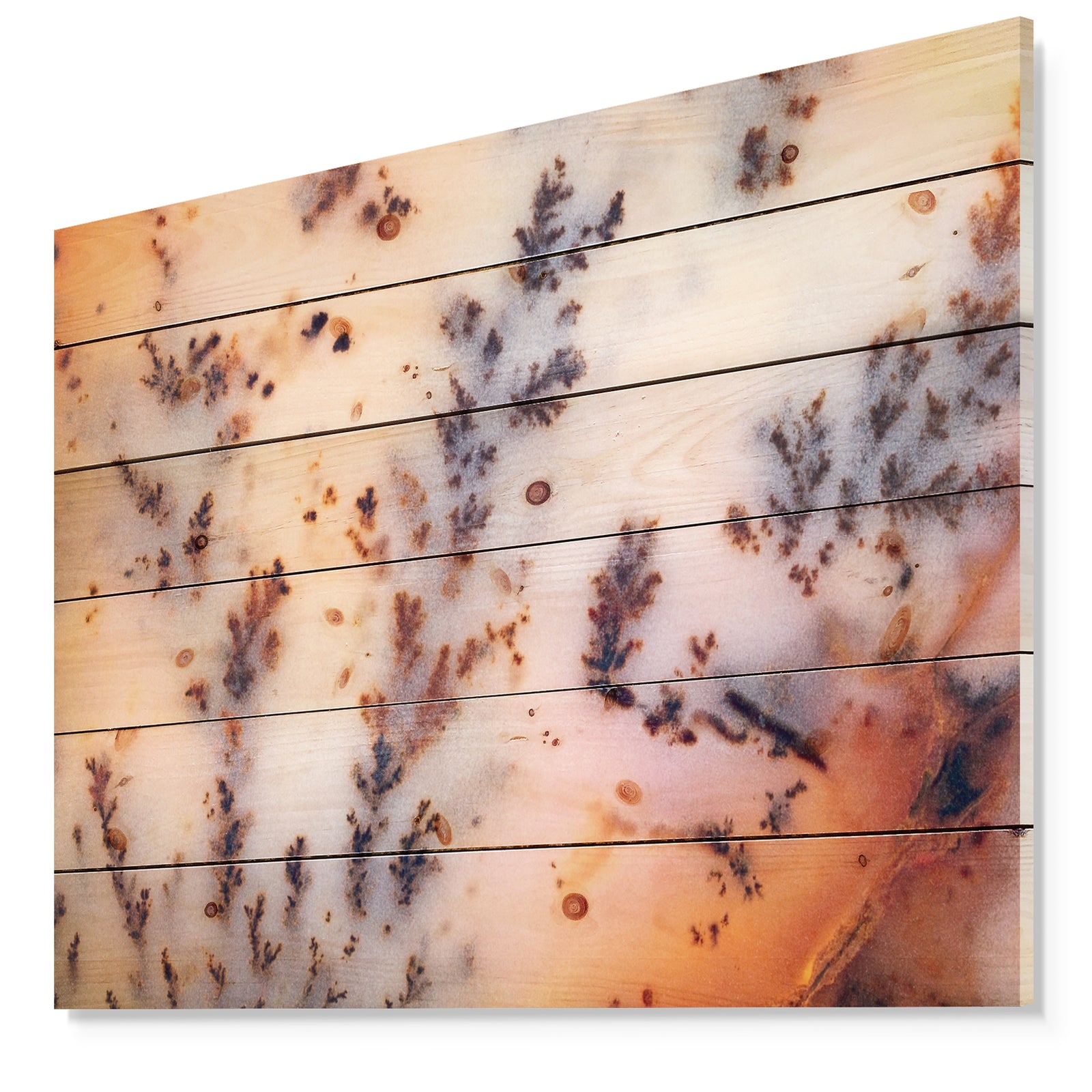 Moss Agate cream -Stone Print on Natural Pine Wood