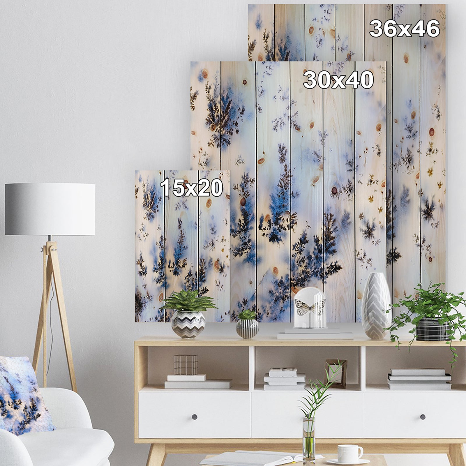 Dendrite crystals macro - Stone Photographic Print on Natural Pine Wood