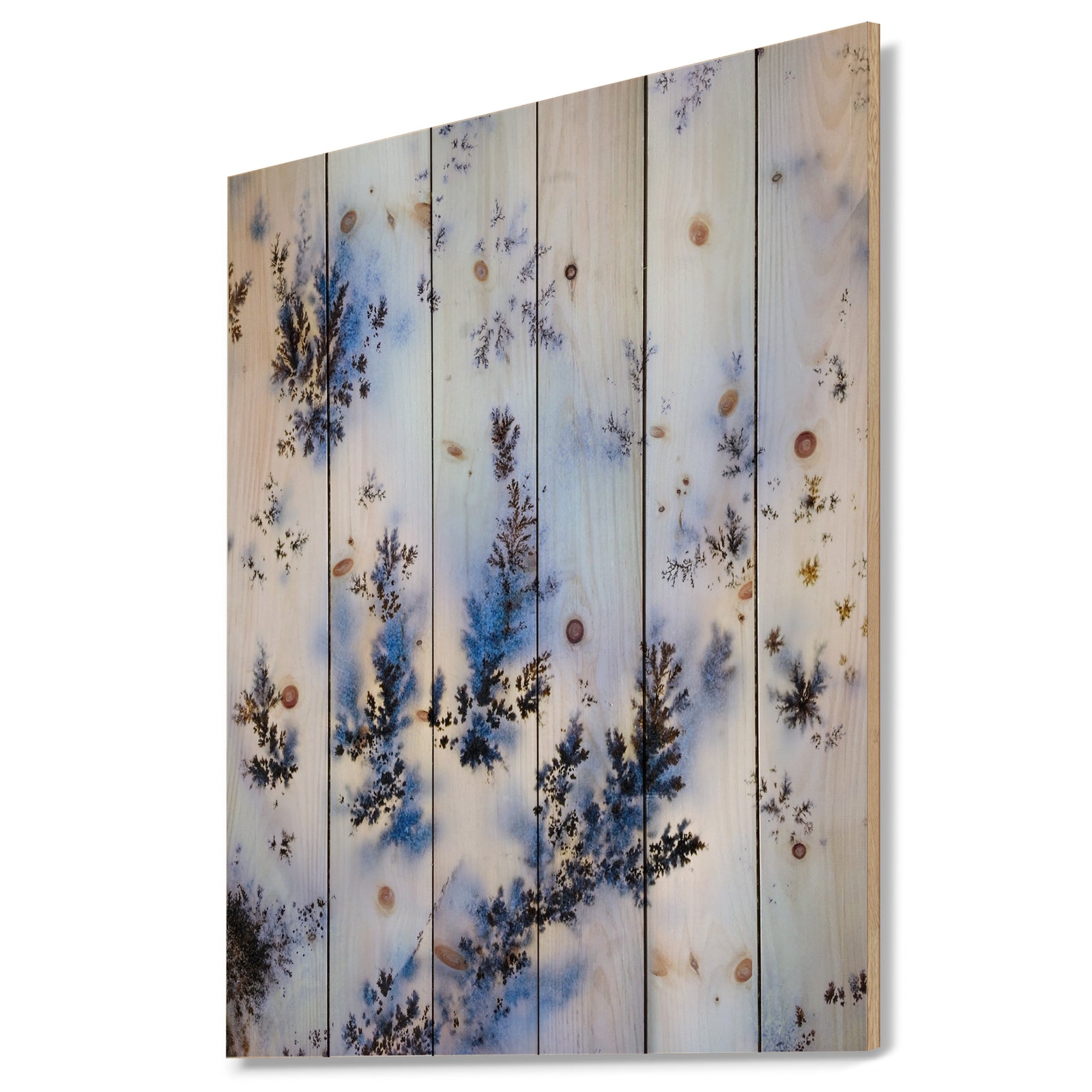 Dendrite crystals macro - Stone Photographic Print on Natural Pine Wood
