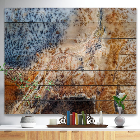 China Moss Agate - Stone Photographic Print on Natural Pine Wood