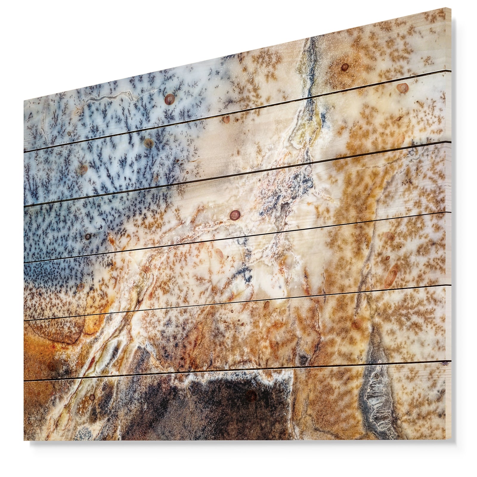 China Moss Agate - Stone Photographic Print on Natural Pine Wood