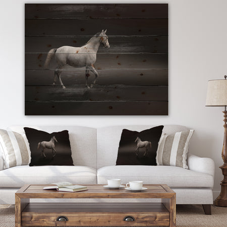 Gray Horse - Farmhouse Animals Photographic Print on Natural Pine Wood