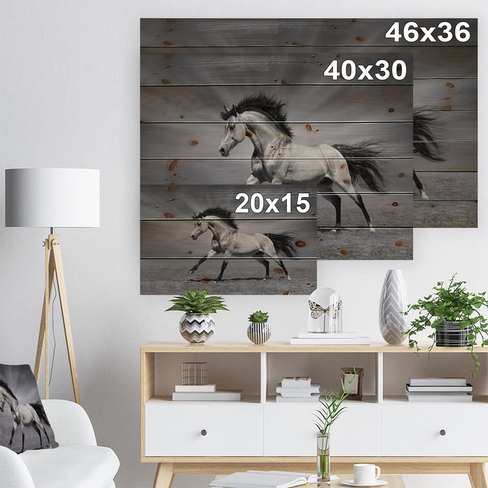 Chestnut horse in motion - Farmhouse Animals Photographic Print on Natural Pine Wood