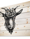 Black Goat - Farmhouse Animal Painting Print on Natural Pine Wood