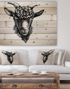 Black Goat - Farmhouse Animal Painting Print on Natural Pine Wood