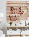 Pig Portrait in Brush Painting - Farmhouse Animal Painting Print on Natural Pine Wood