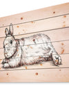 Brush painting ink draw isolated rabbit illustration - Farmhouse Animal Painting Print on Natural Pine Wood