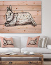 Brush painting ink draw isolated rabbit illustration - Farmhouse Animal Painting Print on Natural Pine Wood