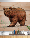 Color engrave isolated grizzly bear - Animals Painting Print on Natural Pine Wood