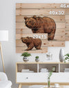 Color engrave isolated grizzly bear - Animals Painting Print on Natural Pine Wood
