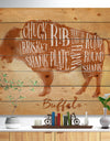 Buffalo cutting scheme craft - Farmhouse Animal Painting Print on Natural Pine Wood